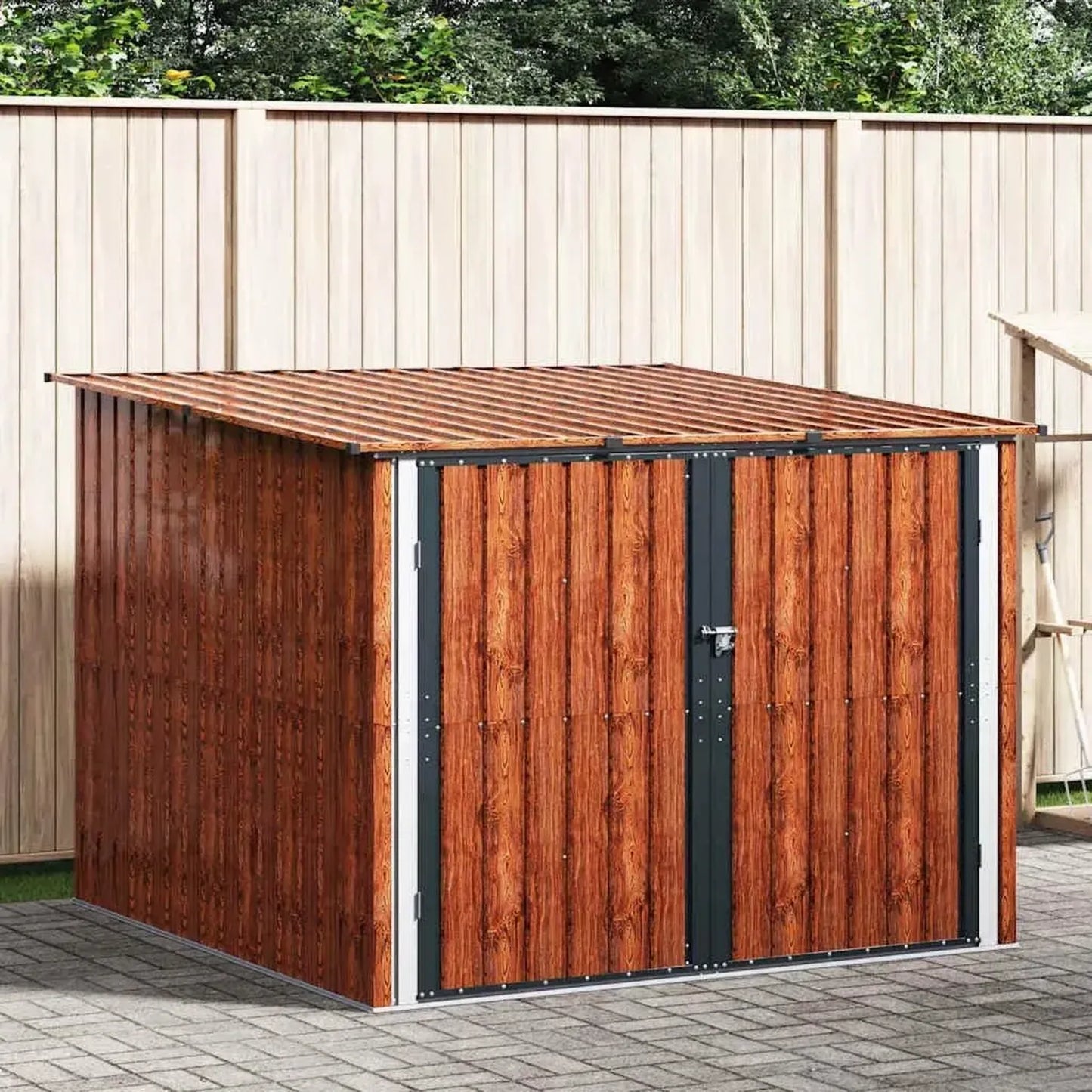 Abri de vélo en métal marron 3 pièces 215x206x157 cm pour jardin